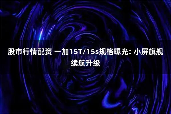 股市行情配资 一加15T/15s规格曝光: 小屏旗舰续航升级